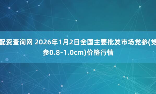 配资查询网 2026年1月2日全国主要批发市场党参(党参0.8-1.0cm)价格行情